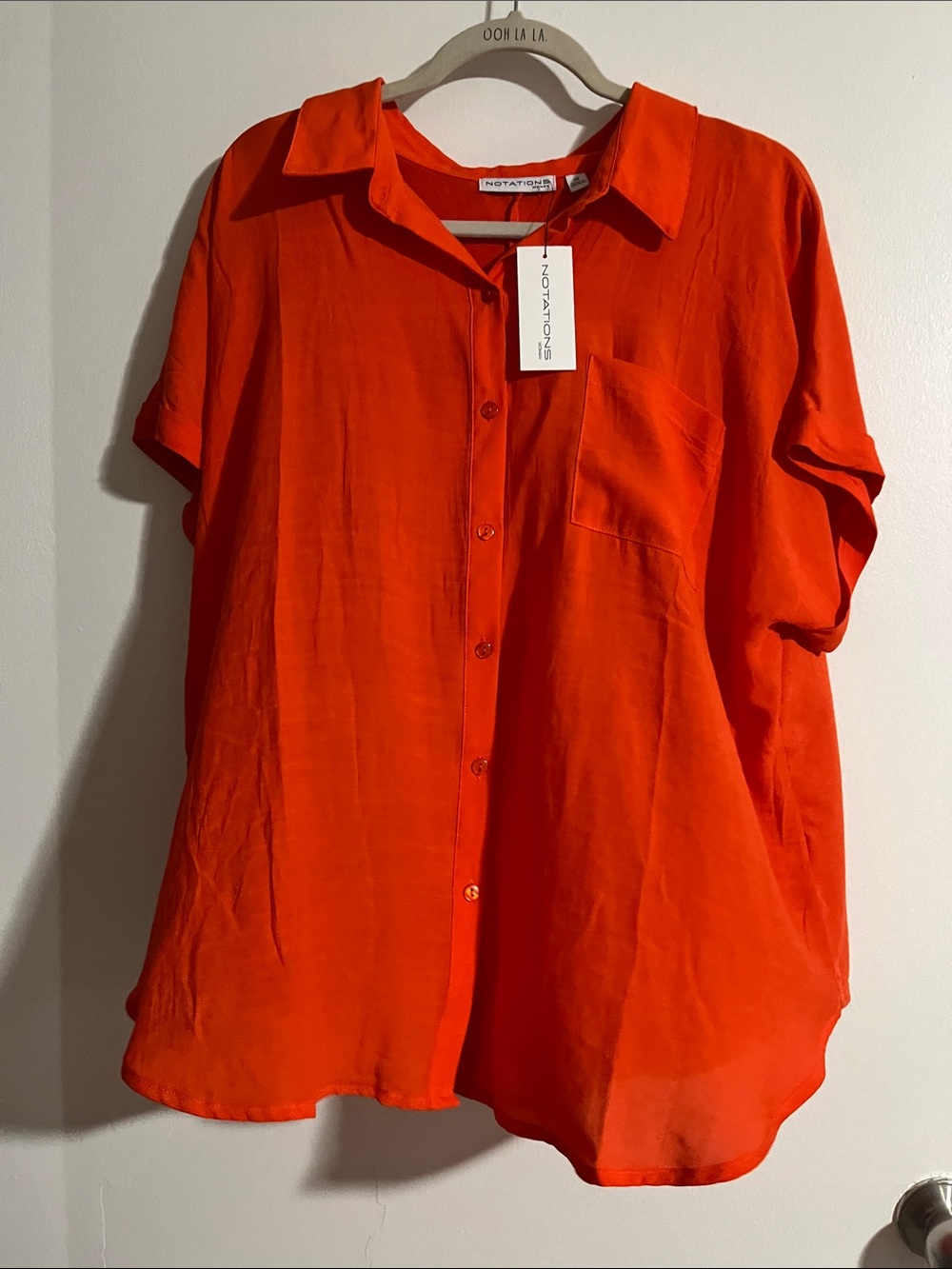 NWT Notations Orange Short-Sleeve Button-Front Shirt